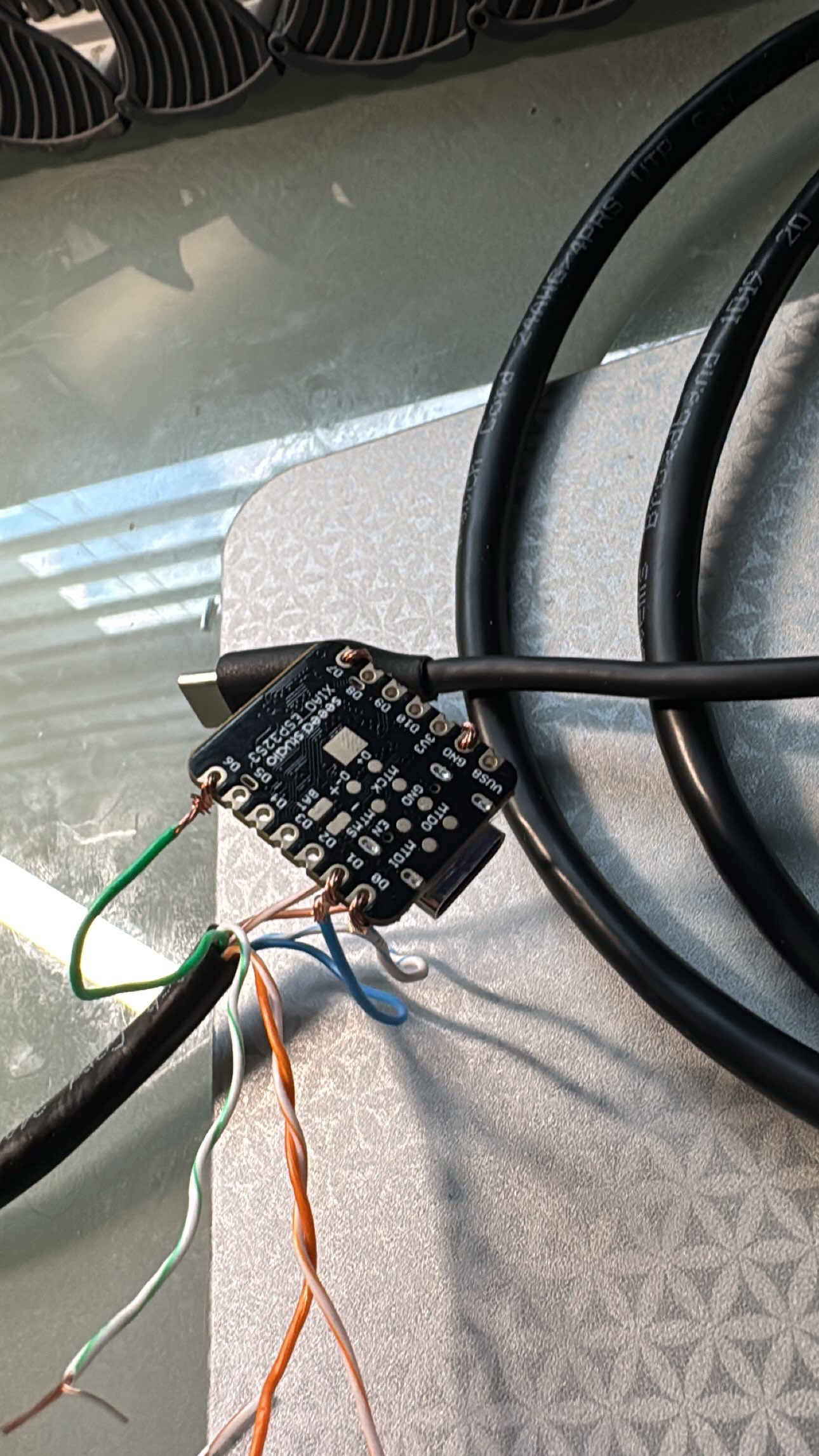 Ethernet strands wired into the header